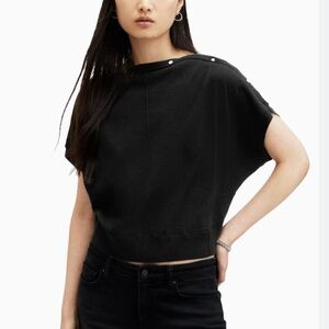 All Saints Elegant Black Crop Top
